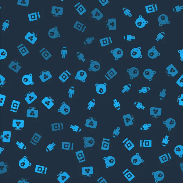 Set Jar of honey, Beekeeper with protect hat, Bear head and Honeycomb bee location on seamless pattern. Vector