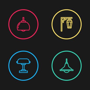 Masa lambası, avize, klasik sokak lambası ve ikon. Vektör