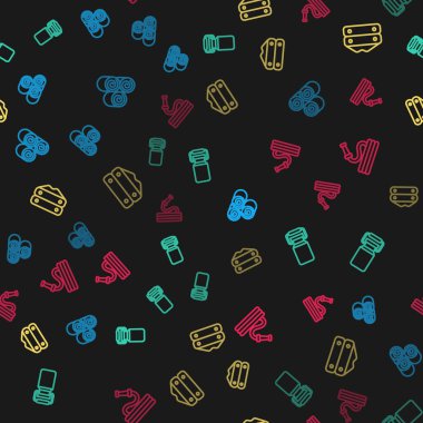 Saman rulosu, süt için konteynır, torba unu ve bahçe hortumunu pürüzsüz desenlere ayarlayın. Vektör