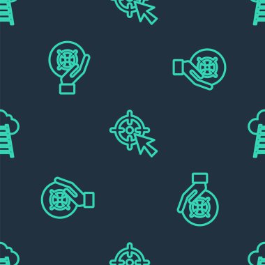 Çizgiyi hedefle ve bitiş bayrağıyla kusursuz desenli merdiven yap. Vektör