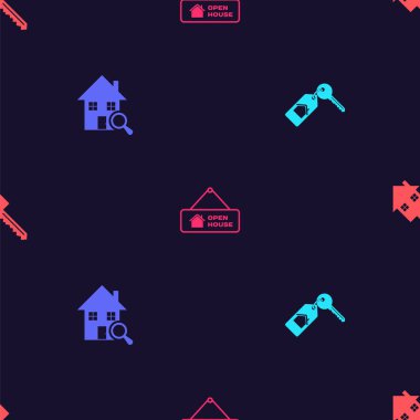 House 'u anahtarla, Arama Evi' ni açık ve pürüzsüz bir şekilde asma işareti ile ayarla. Vektör