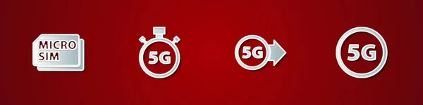 Set Micro Sim Card, Ψηφιακός μετρητής ταχύτητας 5G, δίκτυο και εικονίδιο. Διάνυσμα — Διανυσματικό Αρχείο