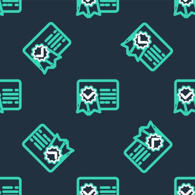 Satır Sertifikası şablon simgesi siyah arkaplanda izole edilmiş dikişsiz kalıp. Başarı, ödül, diploma, burs, diploma. İş başarısı sertifikası Vektör