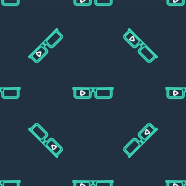 Line Smart gözlükleri gözlük simgesine monte edildi. Siyah arkaplanda izole edilmiş kusursuz desen. Giyilebilir elektronik, akıllı gözlüklü, kameralı ve ekranlı. Vektör