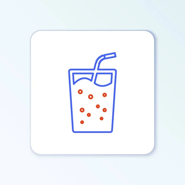 Línea de vidrio con icono de agua aislado sobre fondo blanco. Un vaso de refresco con paja para beber. Símbolo de bebida fría fresca. Concepto de esquema colorido. Vector — Vector de stock