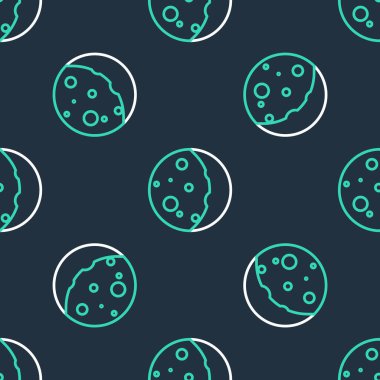 Güneş ikonunun çizgi tutulması siyah arkaplanda izole edilmiş kusursuz bir desen. Tam sonar tutulması. Vektör