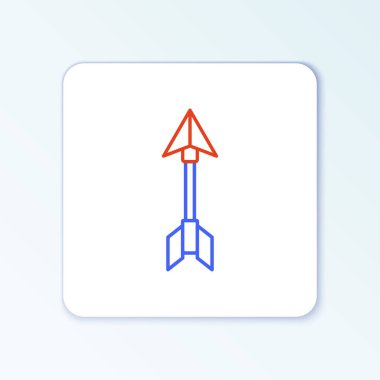 Hipster çizgi ok simgesi beyaz arkaplanda izole edildi. Renkli taslak konsepti. Vektör