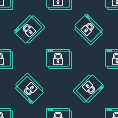 HTTPS ve SSL simgeleri ile sitenizi emniyete alın. Siyah arkaplandaki dikişsiz desen izole edildi. İnternet iletişim protokolü. Vektör