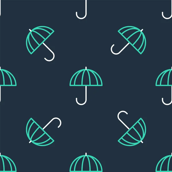 Line Classic elegantní otevřený deštník ikona izolované bezešvé vzor na černém pozadí. Symbol ochrany proti dešti. Vektor — Stockový vektor