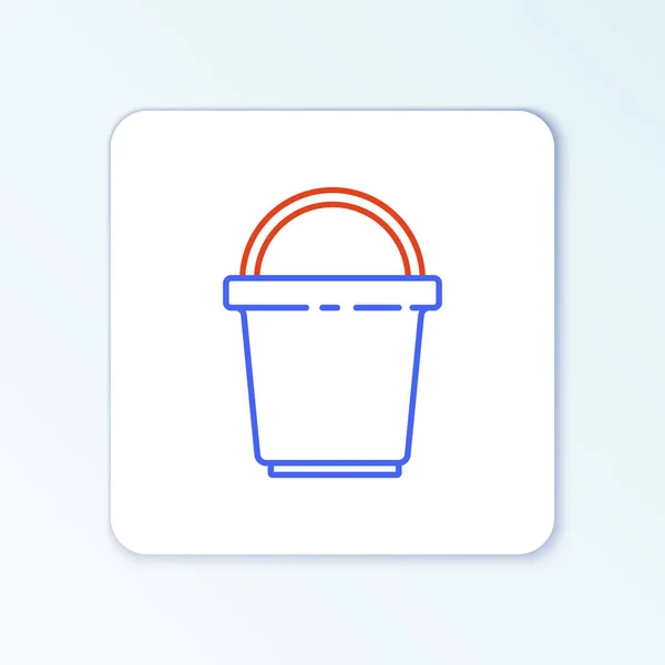 Line Bucket icono aislado sobre fondo blanco. Servicio de limpieza concepto. Concepto de esquema colorido. Vector — Archivo Imágenes Vectoriales