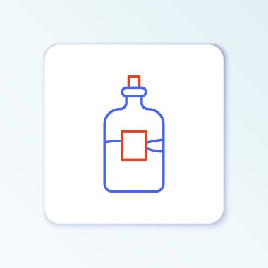 Beyaz arka planda izole edilmiş cam şişe votka ikonu. Renkli taslak konsepti. Vektör