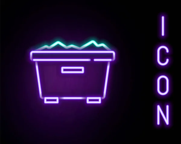 发光的霓虹灯线垃圾可以图标隔离在黑色背景.垃圾箱标志。回收篮图标。办公室垃圾图标。五彩缤纷的概念.B.病媒 — 图库矢量图片