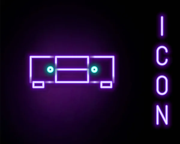 Świecąca neon linia Klatka piersiowa ikona szuflad izolowana na czarnym tle. Kolorowy koncept. Wektor — Wektor stockowy