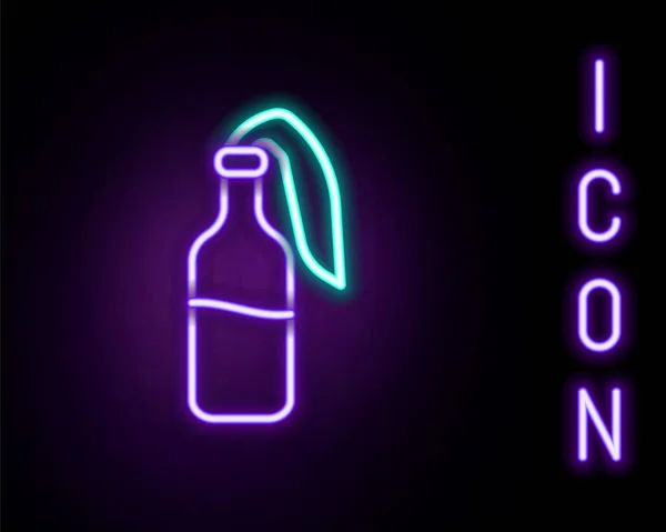 Świecąca neon linia Koktajl molotov ikona izolowana na czarnym tle. Kolorowy koncept. Wektor — Wektor stockowy