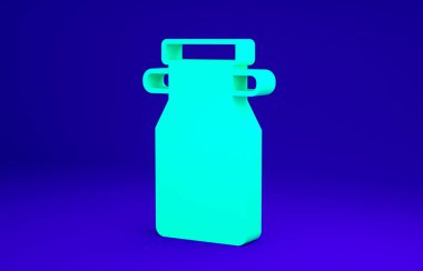 Süt ikonu için yeşil kutu mavi arka planda izole edildi. Minimalizm kavramı. 3d illüstrasyon 3B canlandırma