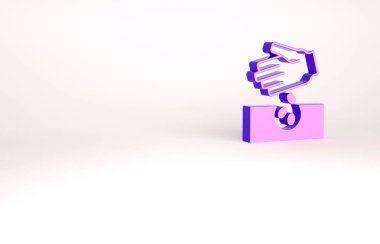 Beyaz arka planda izole edilmiş özel bir bitki simgesinin mor tohumları. Minimalizm kavramı. 3d illüstrasyon 3B canlandırma