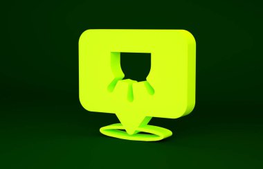 Yeşil arkaplanda sarı meme simgesi izole edildi. Minimalizm kavramı. 3d illüstrasyon 3B canlandırma