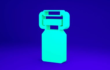 Süt ikonu için yeşil kutu mavi arka planda izole edildi. Minimalizm kavramı. 3d illüstrasyon 3B canlandırma