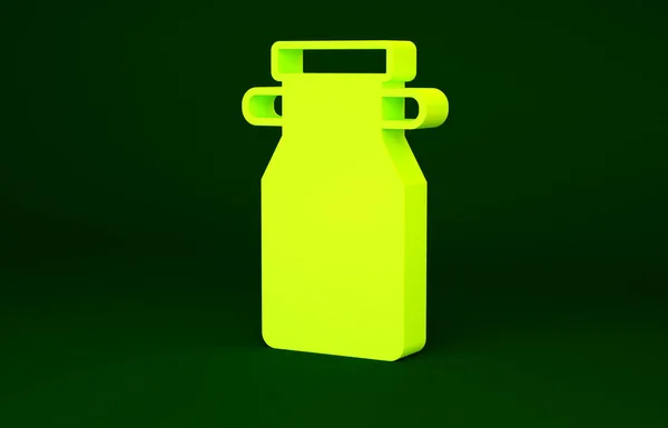 Sárga doboz tartály tej ikon izolált zöld alapon. Minimalizmus koncepció. 3d illusztráció 3D render — Stock Fotó