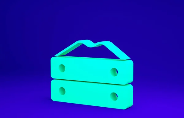 Зеленый мешок с мукой, выделенный на синем фоне. Концепция минимализма. 3D-рендеринг — стоковое фото