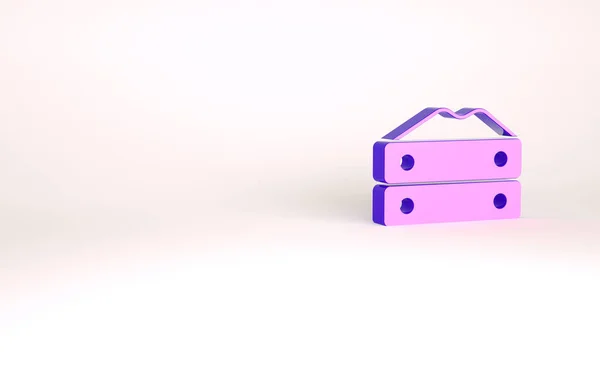 小麦粉のアイコンの紫色の袋は、白い背景に隔離された。最小限の概念。3Dイラスト3Dレンダリング — ストック写真