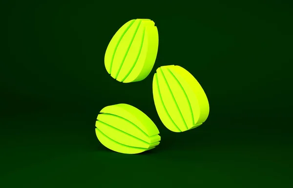 Жовті насіння конкретної ікони рослин ізольовані на зеленому тлі. Концепція мінімалізму. 3D ілюстрація 3D рендеринга — стокове фото