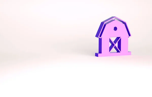 Фиолетовый дом фермы значок изолирован на белом фоне. Концепция минимализма. 3D-рендеринг — стоковое фото