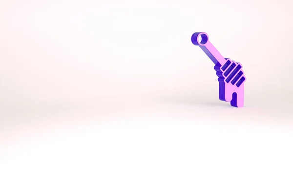Фиолетовый Медовый Ковш палка значок изолирован на белом фоне. Медовый ковш. Концепция минимализма. 3D-рендеринг — стоковое фото