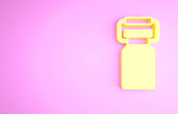 Envase de lata amarilla para icono de leche aislado sobre fondo rosa. Concepto minimalista. 3D ilustración 3D render — Foto de Stock