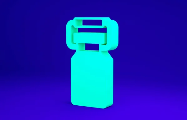 Envase lata verde para icono de leche aislado sobre fondo azul. Concepto minimalista. 3D ilustración 3D render —  Fotos de Stock