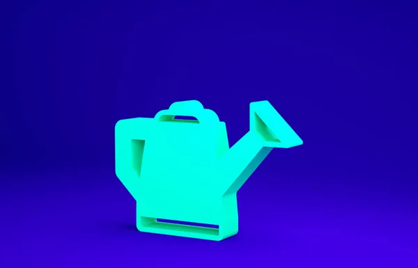 Verde Riego puede icono aislado sobre fondo azul. Símbolo de riego. Concepto minimalista. 3D ilustración 3D render —  Fotos de Stock