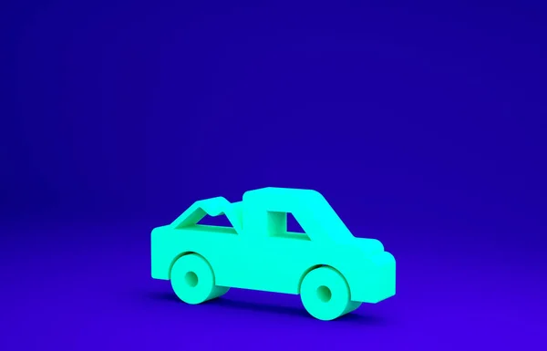 Groene pick-up truck pictogram geïsoleerd op blauwe achtergrond. Minimalisme concept. 3d illustratie 3D renderen — Stockfoto