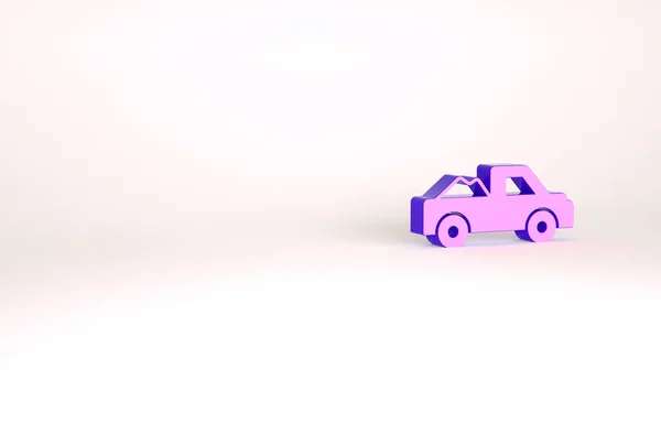 Fioletowy Pickup ikona ciężarówki izolowane na białym tle. Koncepcja minimalizmu. Ilustracja 3D 3D renderowania — Zdjęcie stockowe