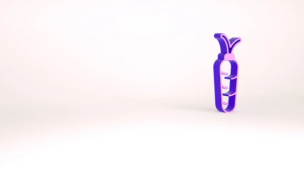 Μοβ καρότο εικονίδιο που απομονώνεται σε λευκό φόντο. Μινιμαλιστική έννοια. 3d απεικόνιση 3D καθιστούν — Φωτογραφία Αρχείου