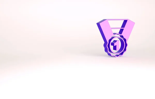Perro púrpura símbolo de premio icono aislado sobre fondo blanco. Medalla con huella de perro como concepto ganador de la exposición de mascotas. Concepto minimalista. 3D ilustración 3D render — Foto de Stock