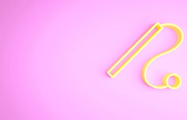 Sárga Kisállat macska játék ikon elszigetelt rózsaszín háttér. Minimalizmus koncepció. 3d illusztráció 3D render — Stock Fotó