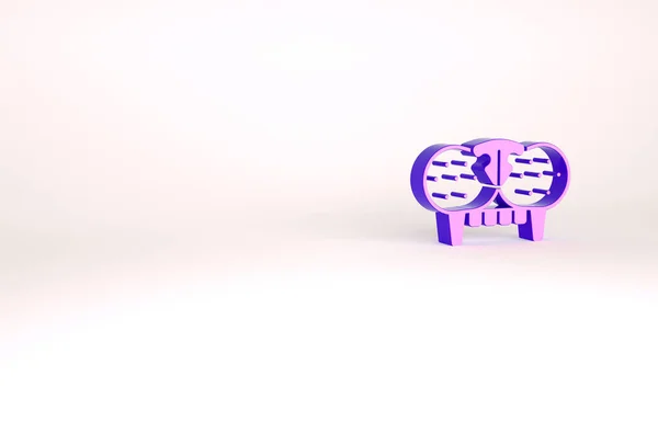 Purple Cat tand pictogram geïsoleerd op witte achtergrond. Minimalisme concept. 3d illustratie 3D renderen — Stockfoto