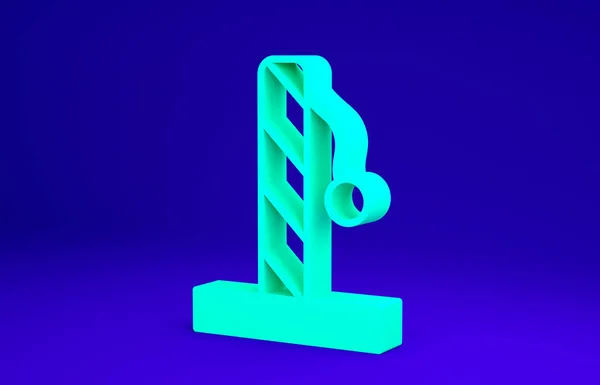 Zöld Macska kaparó oszlop -val játék ikon elszigetelt -on kék háttér. Minimalizmus koncepció. 3d illusztráció 3D render — Stock Fotó