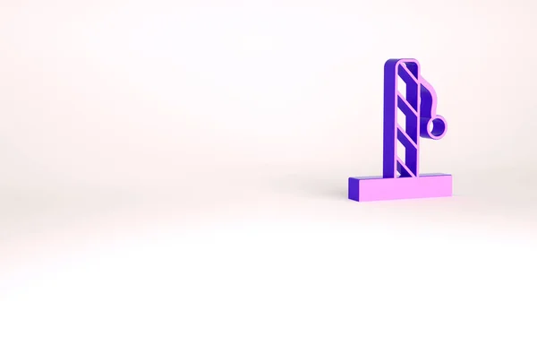 Púrpura gato rascado poste con icono de juguete aislado sobre fondo blanco. Concepto minimalista. 3D ilustración 3D render —  Fotos de Stock
