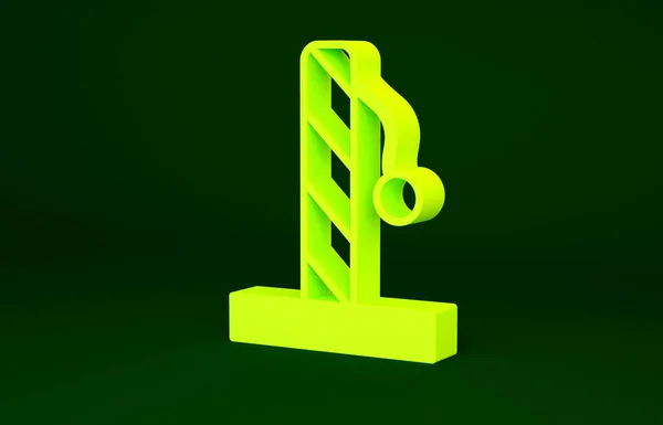 Sárga Macska kaparó oszlop -val játék ikon elszigetelt -on zöld háttér. Minimalizmus koncepció. 3d illusztráció 3D render — Stock Fotó