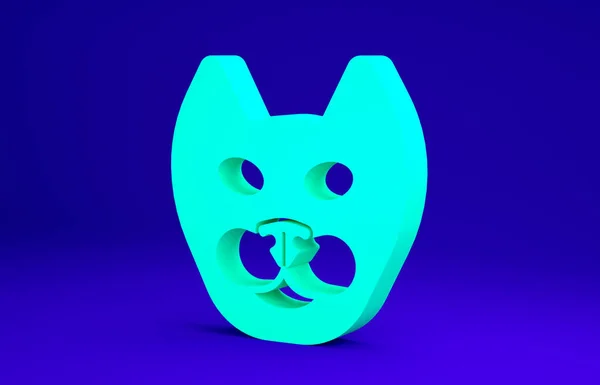 Icono Gato verde aislado sobre fondo azul. Concepto minimalista. 3D ilustración 3D render — Foto de Stock