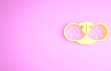 Sarı Kedi burnu ikonu pembe arka planda izole edilmiş. Minimalizm kavramı. 3d illüstrasyon 3B canlandırma