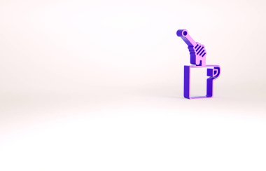 Beyaz arka planda izole edilmiş bal ikonu damlayan mor bal çubuğu. Tatlı kepçe. Minimalizm kavramı. 3d illüstrasyon 3B canlandırma