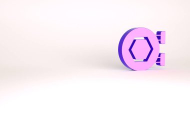 Beyaz arka planda izole edilmiş bal peteği olan mor asma işareti. İmza simgesi. Bal hücrelerinin sembolü. Tatlı doğal yemek. Minimalizm kavramı. 3d illüstrasyon 3B canlandırma