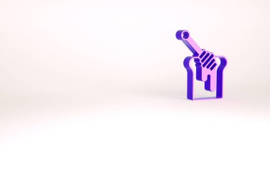 Beyaz arka planda izole edilmiş bal ikonu damlayan mor bal çubuğu. Tatlı kepçe. Minimalizm kavramı. 3d illüstrasyon 3B canlandırma