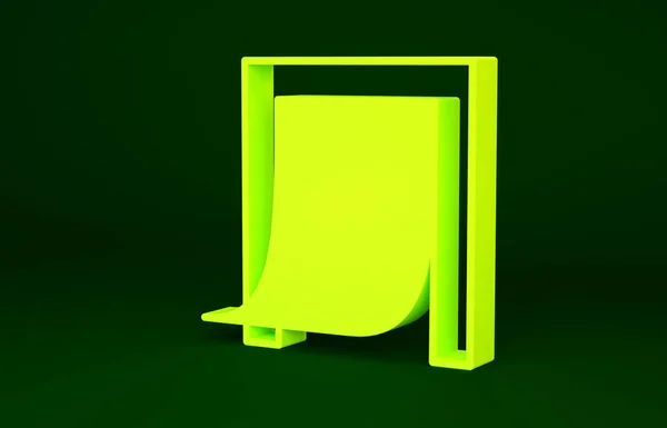 Жовті двері для домашніх тварин ізольовані на зеленому тлі. Концепція мінімалізму. 3D ілюстрація 3D рендеринга — стокове фото