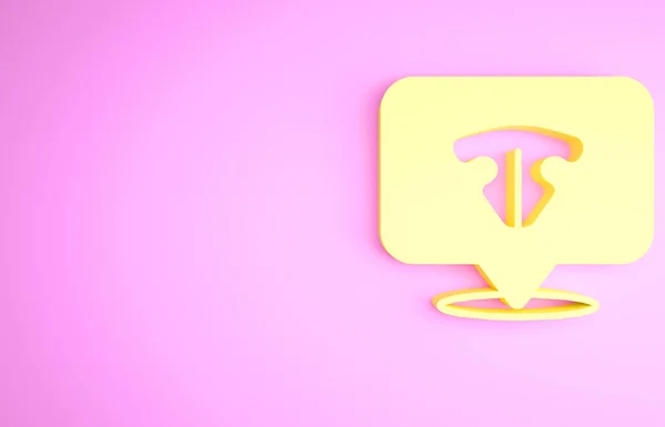 Ikona żółtego nosa kota odizolowana na różowym tle. Koncepcja minimalizmu. Ilustracja 3D 3D renderowania — Zdjęcie stockowe