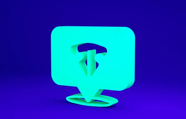 Green Cat nose icon isolated on blue background. Minimalism concept. 3d illustration 3D render — Fotografia de Stock