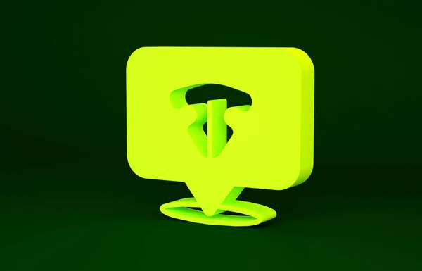 Icono de nariz de gato amarillo aislado sobre fondo verde. Concepto minimalista. 3D ilustración 3D render — Foto de Stock