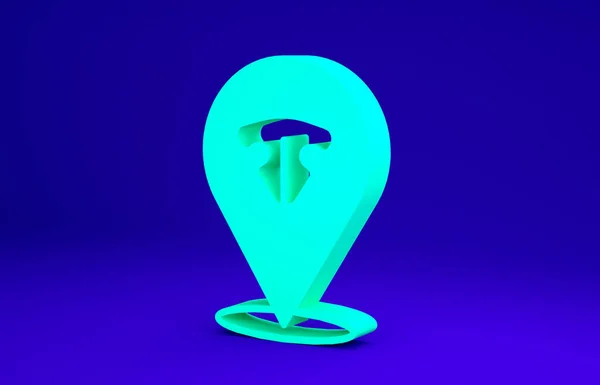 Ikona nosa Zielonego Kota izolowana na niebieskim tle. Koncepcja minimalizmu. Ilustracja 3D 3D renderowania — Zdjęcie stockowe